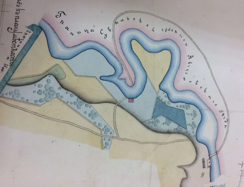 Лососянка на плане 1883 г. Справа внизу видно лососянскую мельницу с трактиром