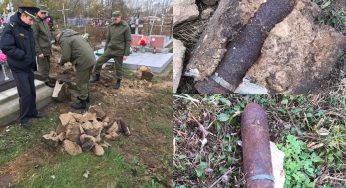 В Гродно при демонтаже старого надгробия рабочий обнаружил снаряды времен Второй мировой