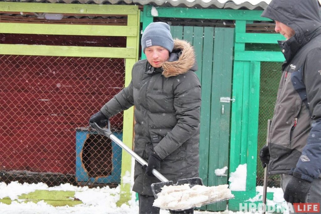Спасли из сугробов: гродненцы помогли волонтерам расчистить заваленный снегом “домик для собак”