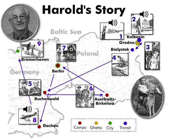 Путь Харольда во время Второй мировой войны. Схема из книги Харольда Гордона “The Last Sunrise"