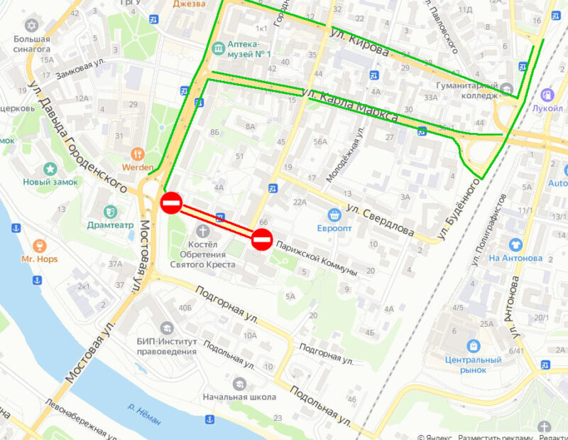 В центре Гродно на три недели закрыли улицу. Транспорт поедет в объезд