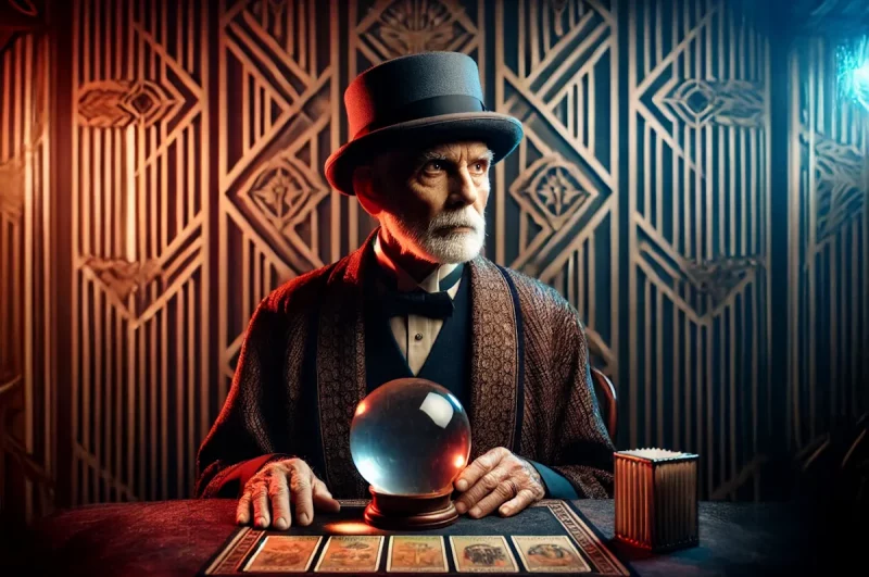 Вольф Мессинг и не только: какие астрологи и предсказатели работали в Гродно 100 лет назад Стереотипный прорицатель 1920-х годов. Изображение сгенерировано Hrodna 11:27 с помощью ChatGPT и Firefly