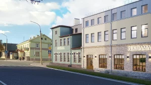 Как будет выглядеть столетний дом в стиле конструктивизма на Мицкевича после перестройки: проект Праект Міцкевіча, 1 пасля перабудовы. Крыніца: Гродзенскі гарвыканкам