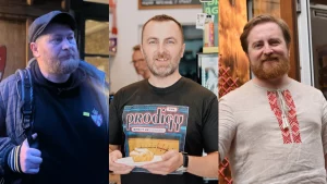 Бизнесмены из Гродно, которые работают в эмиграции: Андрей Мелешко, Евгений Скрабутан, Дмитрий Фурманов. Коллаж Hrodna.life