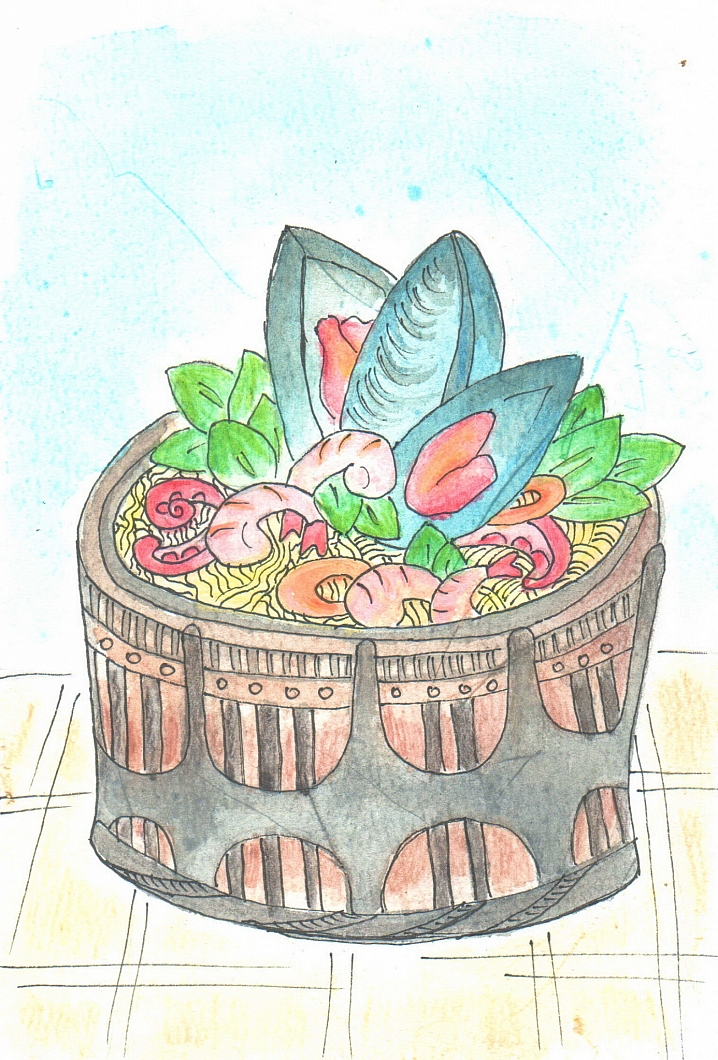 Старый замок - пирог, драмтеатр - паста. Иллюстраторка Альфа-Банка показала Гродно в виде еды