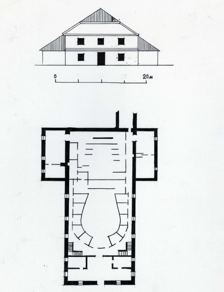 Тэатр Тызенгаўза к. 18 ст. Галоўны фасад і план