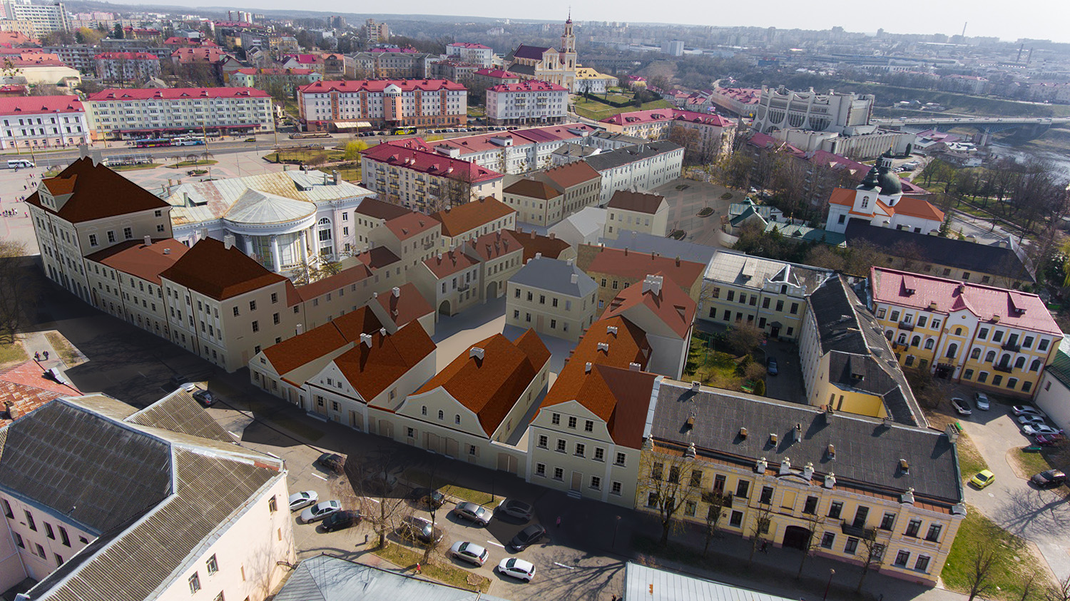 Как может выглядеть Замковая без Дома быта: историк показал проект восстановления утерянного района в центре Гродно