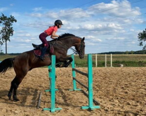 Выдаткі выраслі ў некалькі разоў: як даюць сабе рады гродзенцы пасля закрыцця конна-спартыўных школ Аліса Хомбак на трэніроўцы