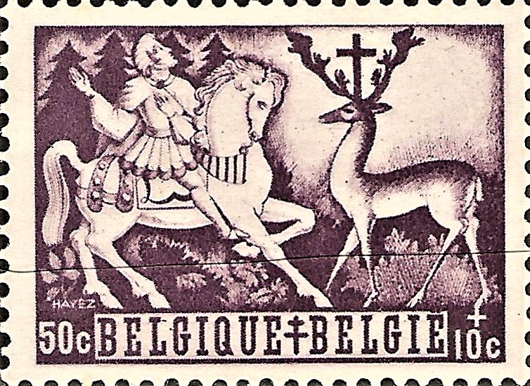 марка алень святога губерта бельгія 1944, святы Губерт