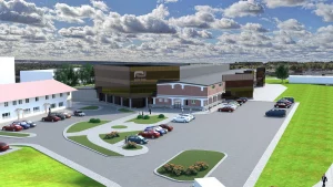 Стала вядома, як будзе выглядаць новы гандлёвы комплекс на вуліцы Перамогі ў Гродне Рэндар складскога-гандлёвага комплексу "Пінскдрэў" на вуліцы Перамогі ў Гродне. Крыніца: vklproekt.by