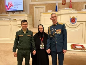 Ігумення Гаўрыіла з Гродна атрымала грамату за дапамогу расійскай арміі ў вайне ва Украіне Ігумення Гаўрыіла на форуме ў Санкт-Пецярбургу