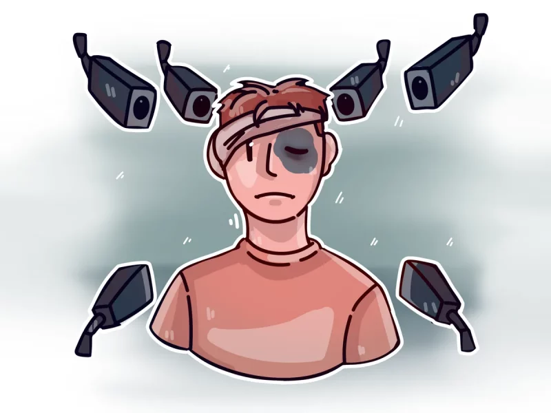 Law enforcers in Belarus take advantage of camera shutdowns to avoid punishment. Illustration: Tatiana Savich for Hrodna.life