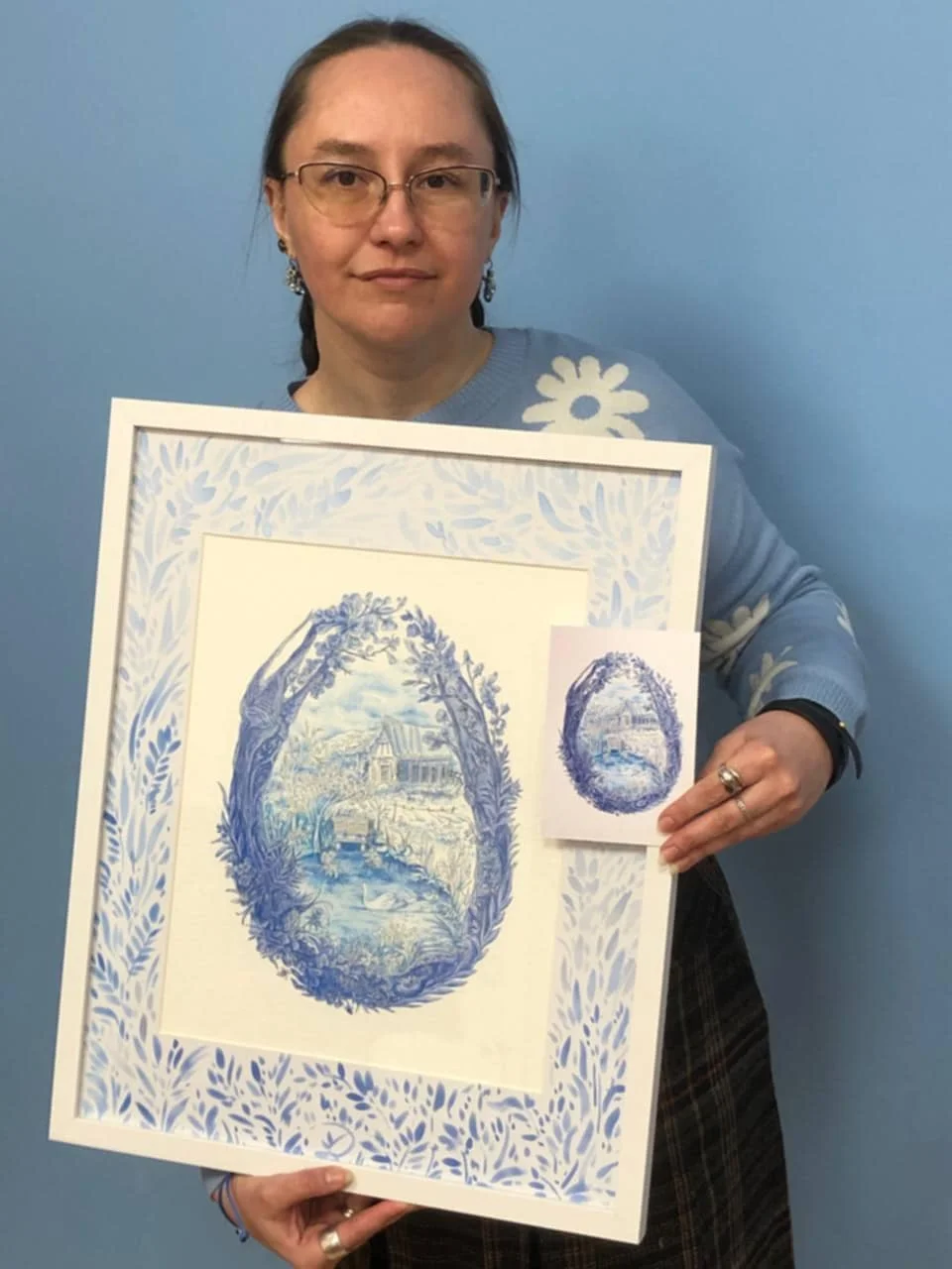 Таццяна Калач са сваёй карцінай. Фота з асабістага архіву