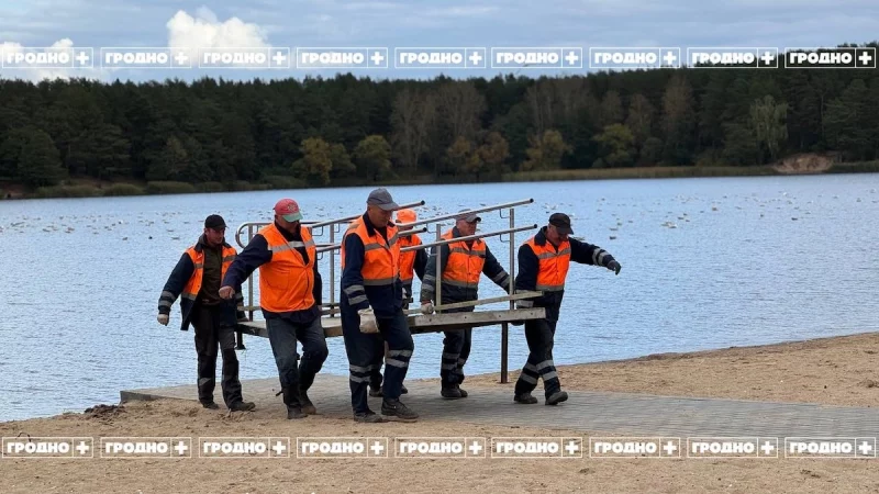 Юбилейное озеро в Гродно; пляж на Юбилейном озере