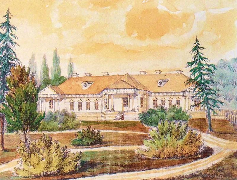 Имение Молодово в тогдашней Гродненской губернии (сегодня — в Брестской области). Рисунок Наполеона Орды. Источник: Wikimedia Commons